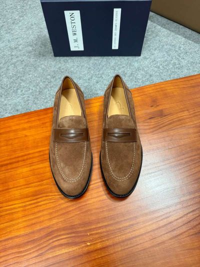 J.M.WESTON Brown calfskin Leather Shoes-J.M.WESTON Man Business Leather Shoes